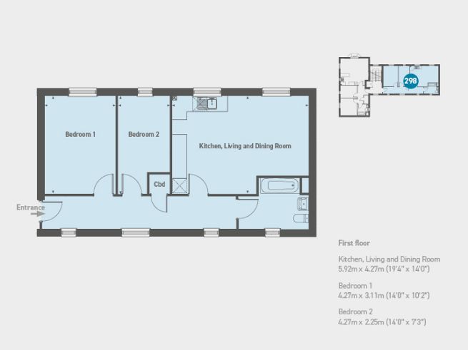 Floor plan 2 bedroom apartment - artist's impression subject to change